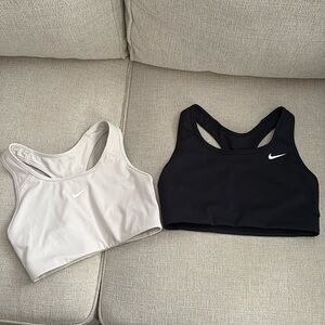Nike Women's Swoosh Pad Sports Bra Set White and Black Medium